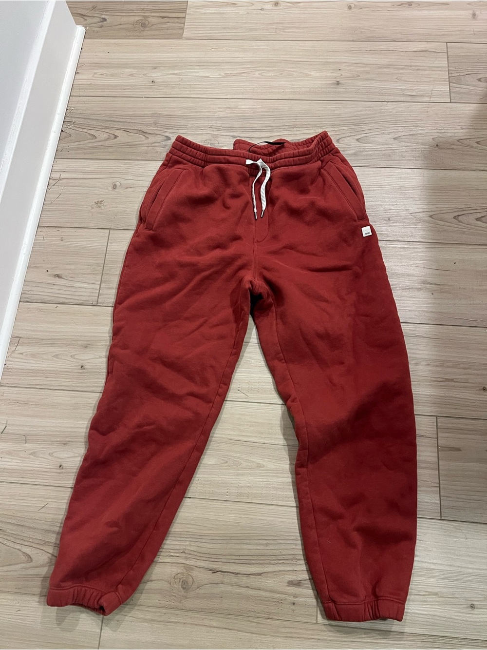Mens Red Fleece Jogger Pants with Drawstring